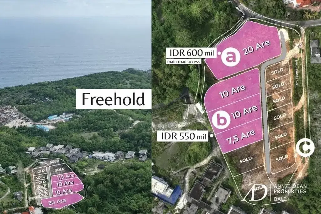 FREEHOLD LAND IN PECATU WITH OCEAN VIEW - PRIME FOR VILLA DEVELOPMENT - Image 1 of 6