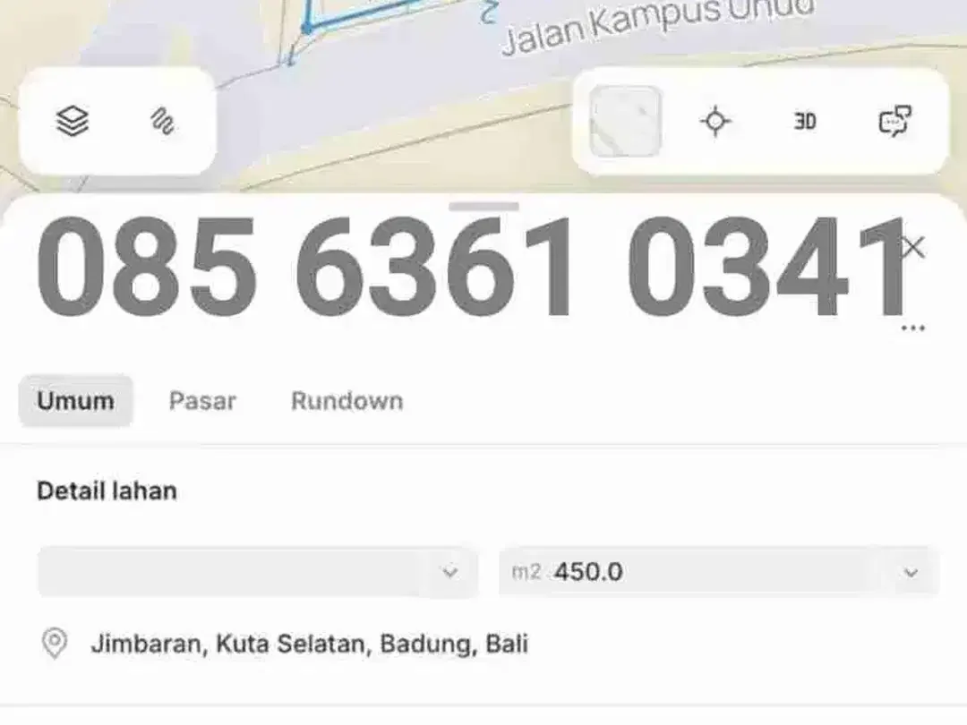 Tanah LIMITED 450 M2 Jl Kampus Unud Jimbaran - Image 5 of 10