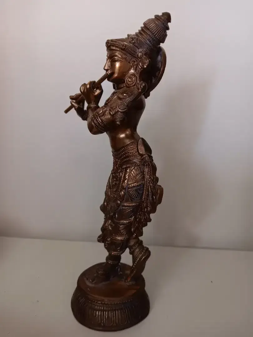 Patung Krishna Asli India Perunggu Bronze Murti - Image 4 of 4