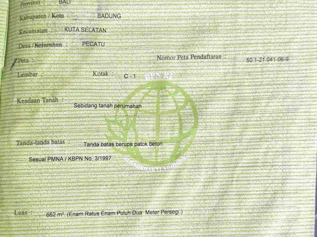 dijual tanah 6,62 are IDR 1,5 milyar per are dipantai suluban Pecatu Badung Bali - Image 9 of 9