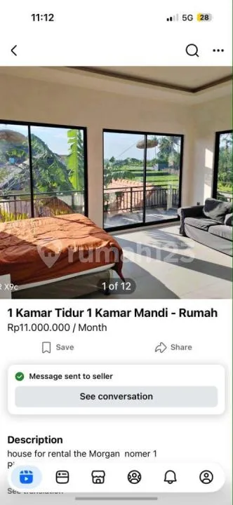 For Rent Villa Rice Field View 5 Menutes From Rusters Kafe Sayan 12 Minutes From Mongkey Forest Center - Image 2 of 4