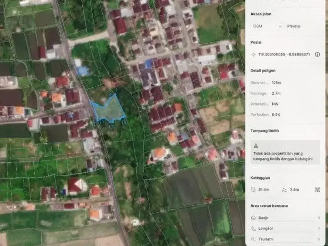 Tanah Premium 7,7 Are Dijual, di Pering Gianyar Area - Image 4 of 5